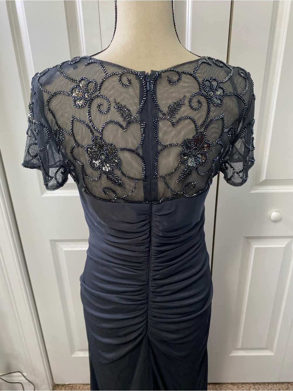 Xscape Beaded V-Neck Ruched Back Maxi Dress - Picture 7 of 10